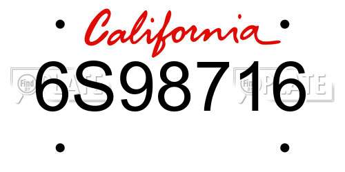 6S98716 California License Plate