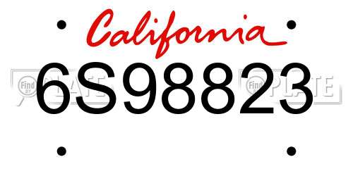 6S98823 California License Plate