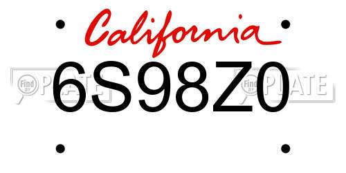 6S98Z0 California License Plate