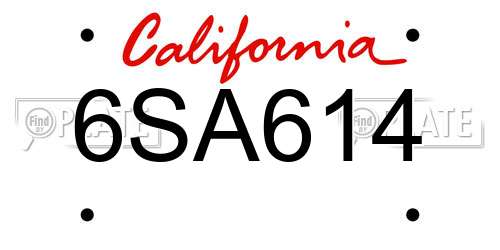 6SA614 California License Plate