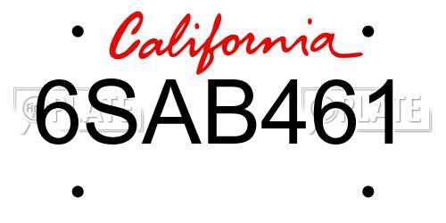 6SAB461 California License Plate