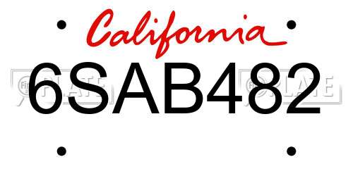 6SAB482 California License Plate