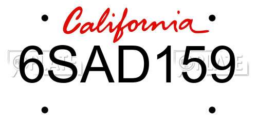 6SAD159 California License Plate