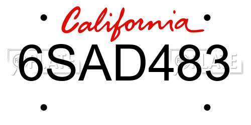 6SAD483 California License Plate