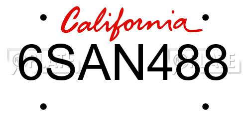 6SAN488 California License Plate