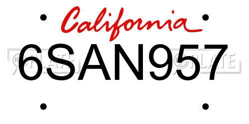 6SAN957 California License Plate