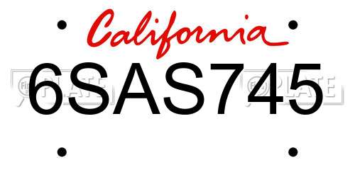 6SAS745 California License Plate
