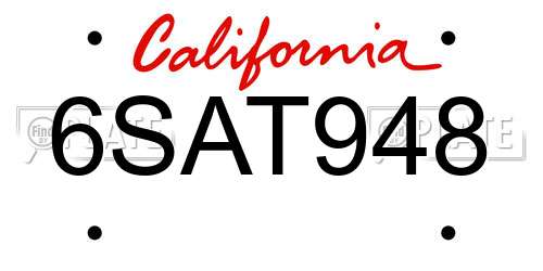 6SAT948 California License Plate