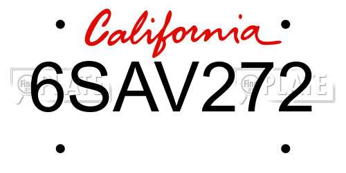 6SAV272 California License Plate