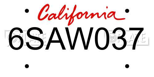 6SAW037 California License Plate