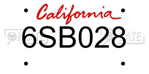 6SB028 California License Plate