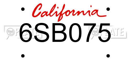 6SB075 California License Plate