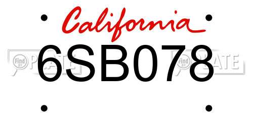 6SB078 California License Plate
