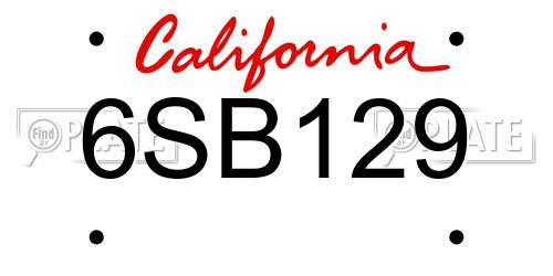 6SB129 California License Plate