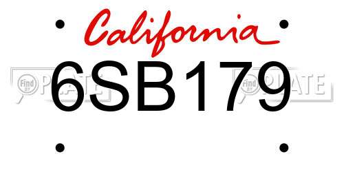 6SB179 California License Plate