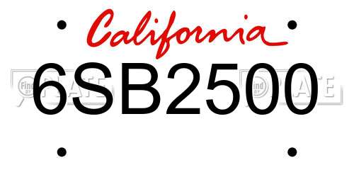 6SB2500 California License Plate