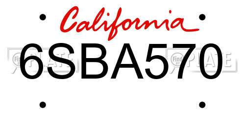 6SBA570 California License Plate