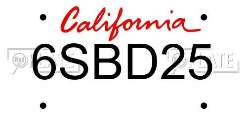 6SBD25 California License Plate