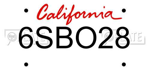 6SBO28 California License Plate