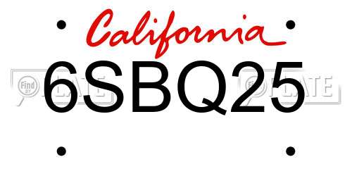 6SBQ25 California License Plate