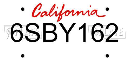 6SBY162 California License Plate