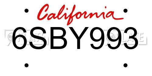 6SBY993 California License Plate