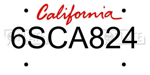 6SCA824 California License Plate