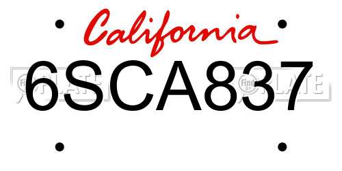 6SCA837 California License Plate