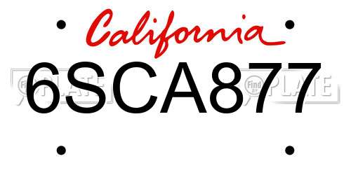 6SCA877 California License Plate
