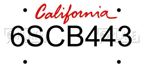 6SCB443 California License Plate