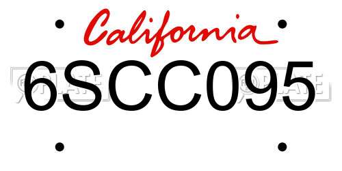 6SCC095 California License Plate