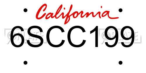 6SCC199 California License Plate