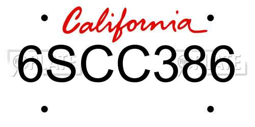6SCC386 California License Plate