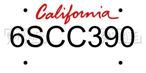 6SCC390 California License Plate