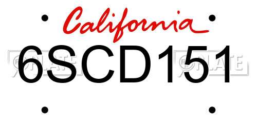 6SCD151 California License Plate
