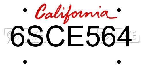 6SCE564 California License Plate