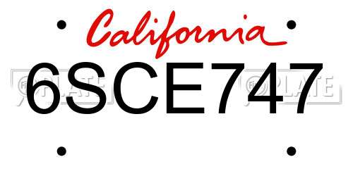 6SCE747 California License Plate