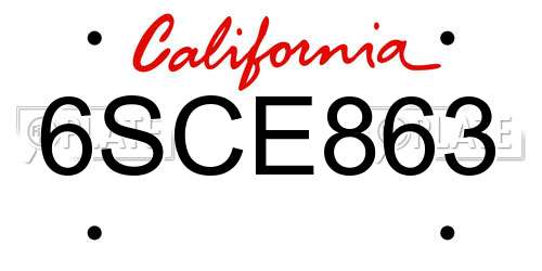 6SCE863 California License Plate