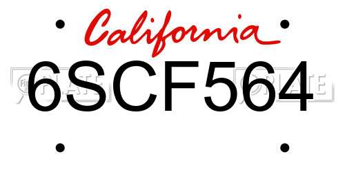 6SCF564 California License Plate