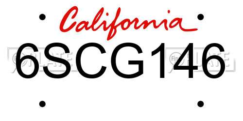 6SCG146 California License Plate