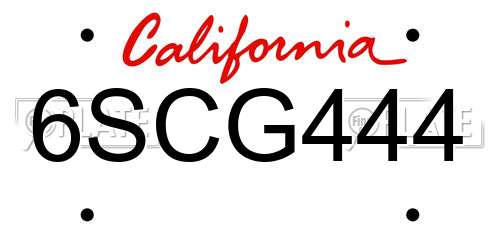 6SCG444 California License Plate