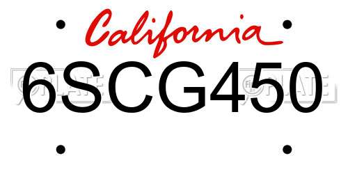 6SCG450 California License Plate