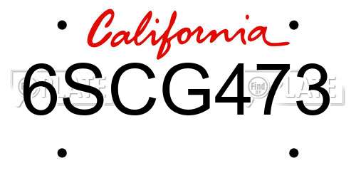 6SCG473 California License Plate