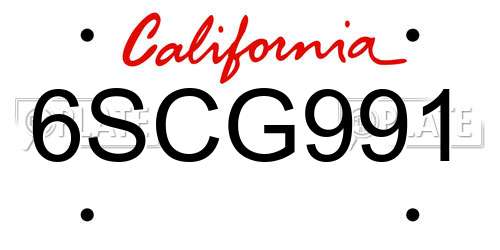 6SCG991 California License Plate