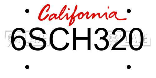 6SCH320 California License Plate