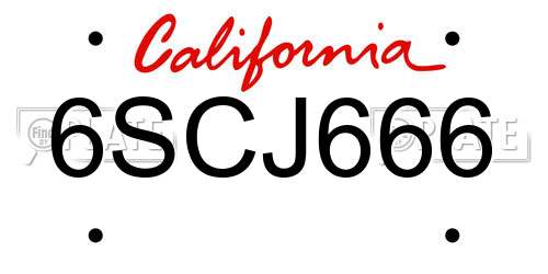 6SCJ666 California License Plate