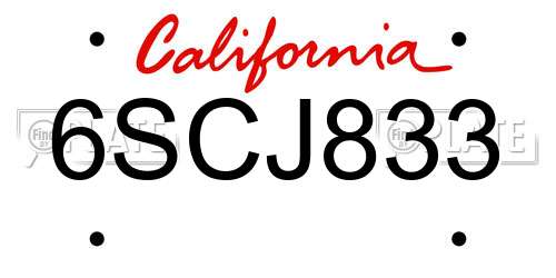 6SCJ833 California License Plate