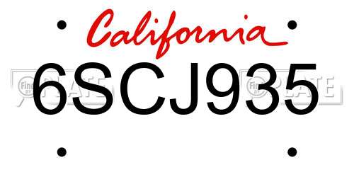 6SCJ935 California License Plate