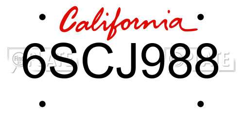 6SCJ988 California License Plate