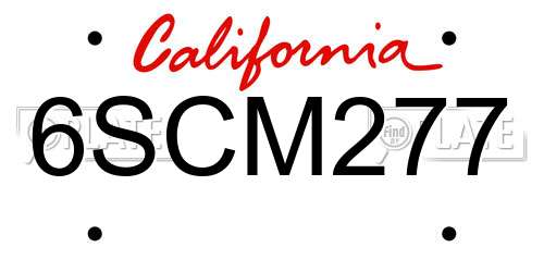 6SCM277 California License Plate